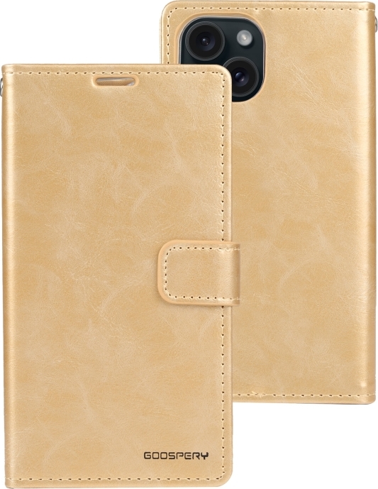 Mercury Ochranné pouzdro na iPhone 15 PLUS - Mercury, Bluemoon Diary Gold