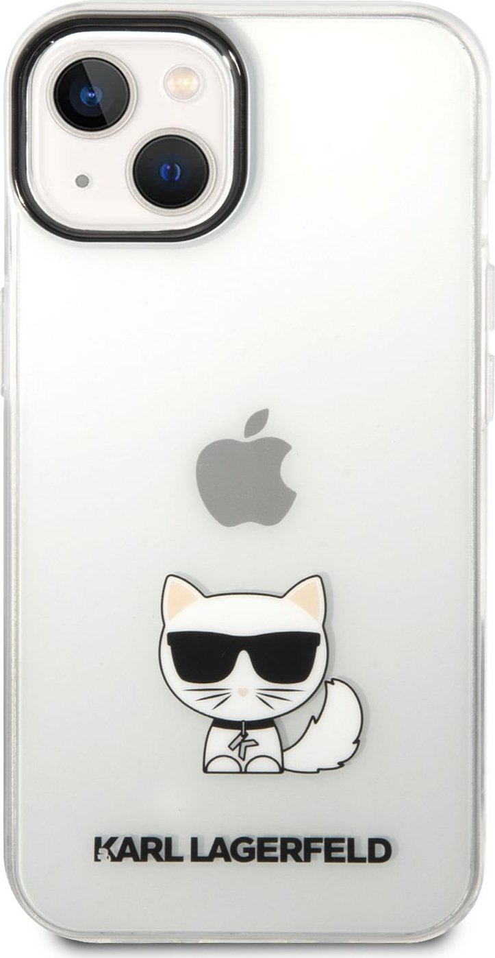 Pouzdro Karl Lagerfeld Choupette Logo iPhone 14 Plus - čiré
