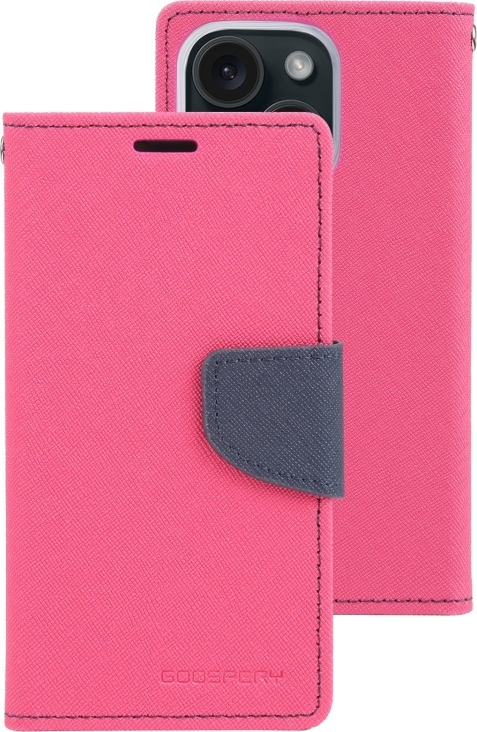 Mercury Pouzdro na iPhone 15 - Mercury, Fancy Diary HotPink/Navy