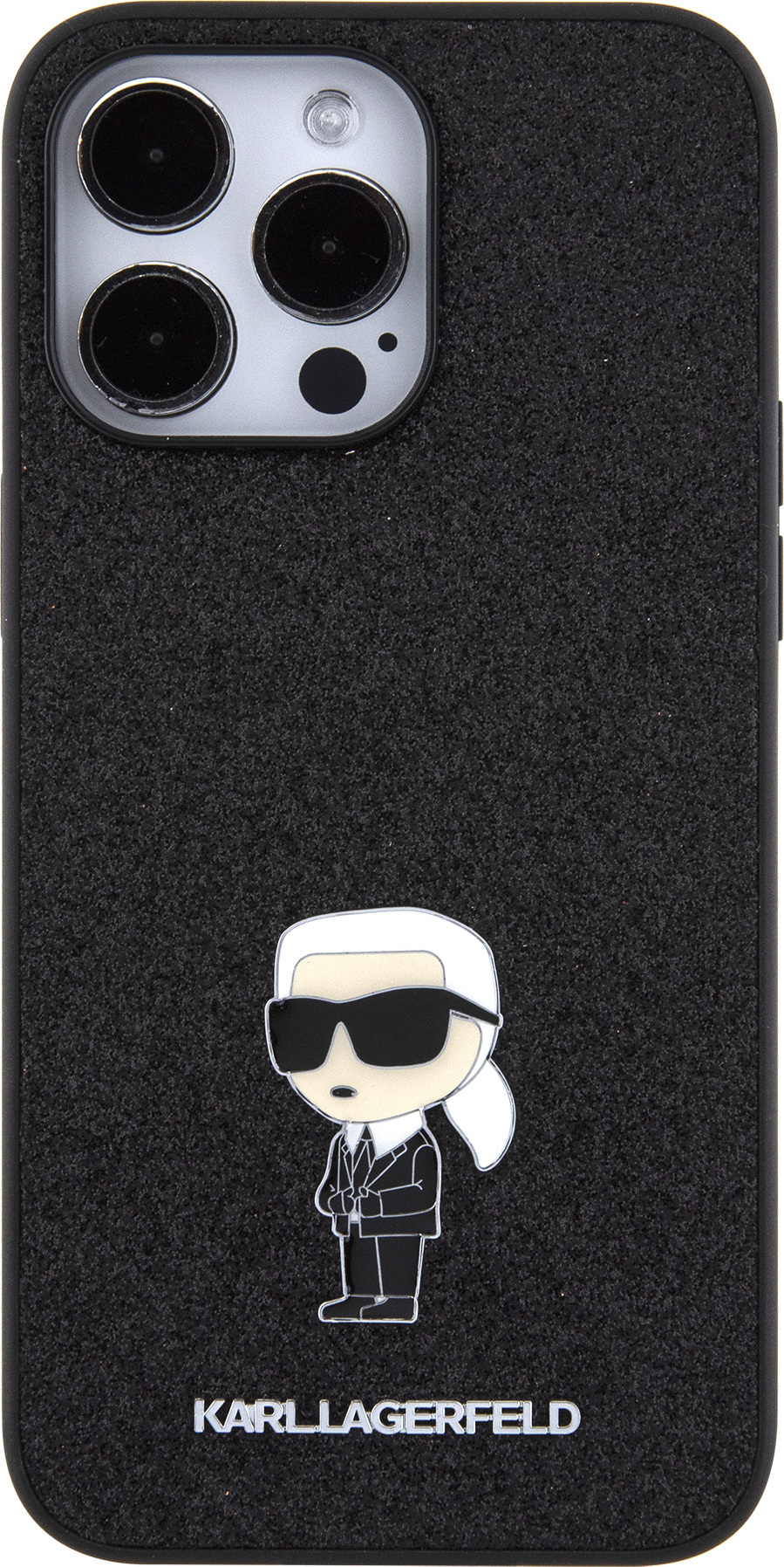 Karl Lagerfeld Ochranný kryt na iPhone 15 Pro MAX - Karl Lagerfeld, Fixed Glitter Metal Ikonik Black
