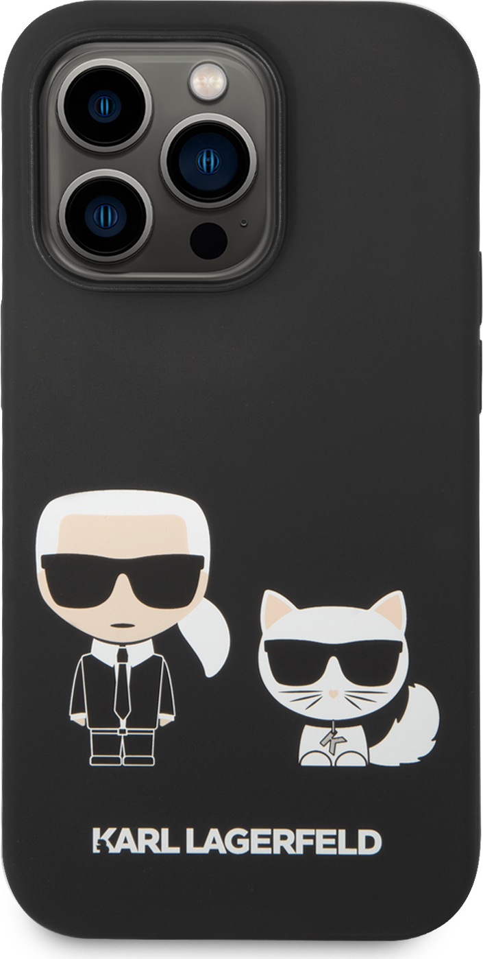 Karl Lagerfeld Ochranný kryt pro iPhone 14 Pro - Karl Lagerfeld, Liquid Silicone Karl and Choupette Black