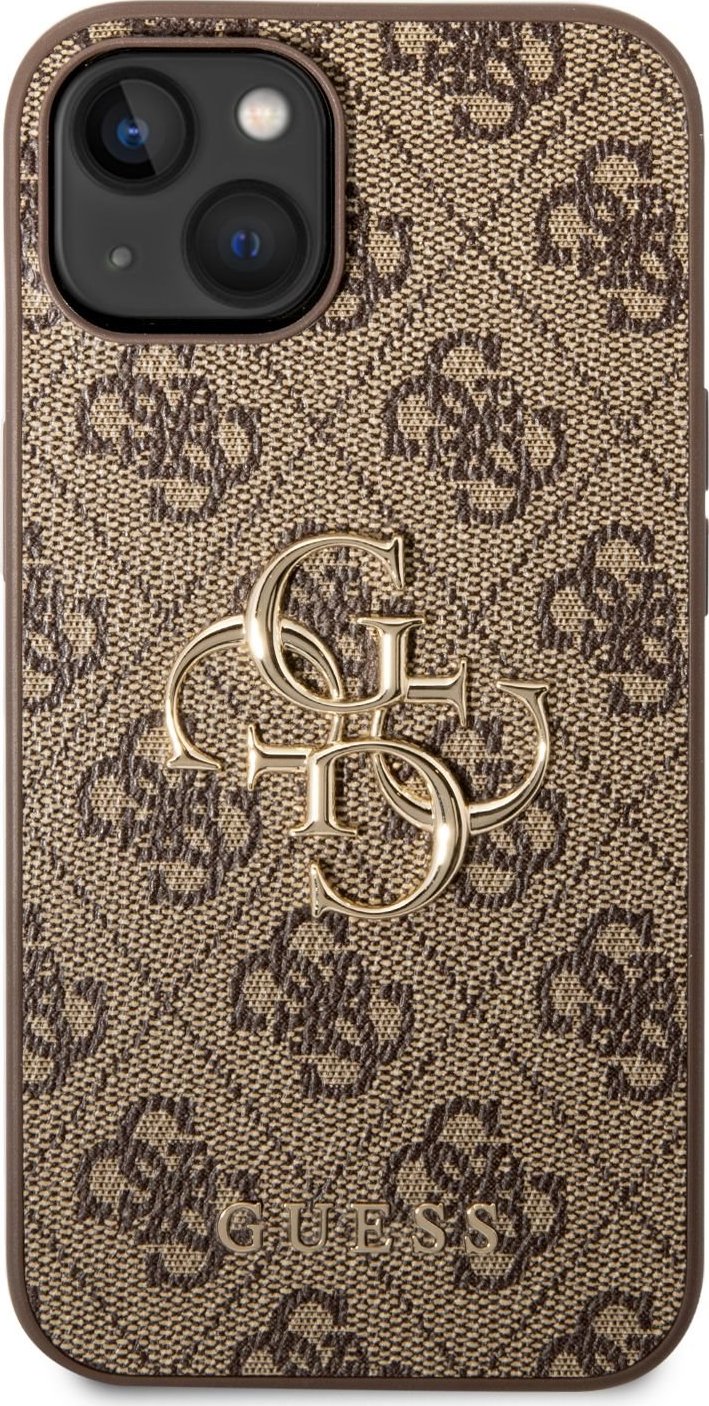 Guess PU 4G Metal Logo kryt iPhone 14 hnědý