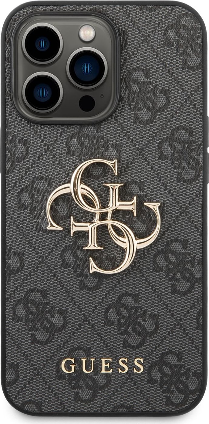Guess PU 4G Metal Logo kryt iPhone 14 Pro šedý