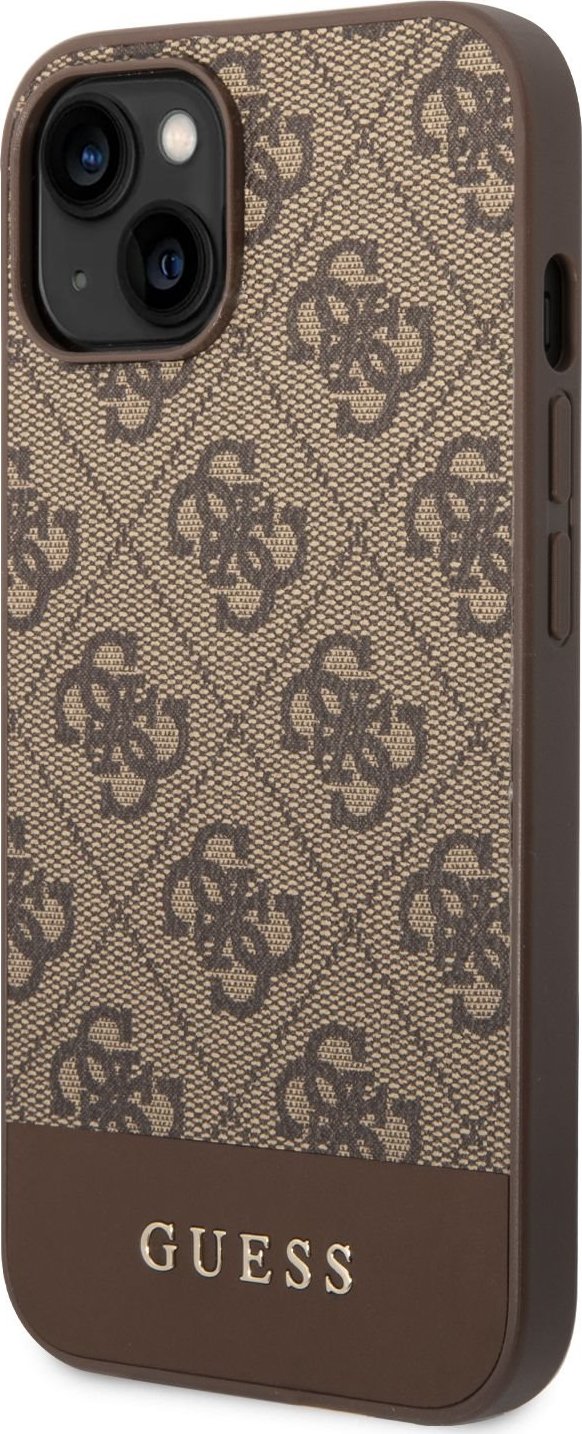 Guess Ochranný kryt pro iPhone 14 - Guess, 4G Stripe Back Brown