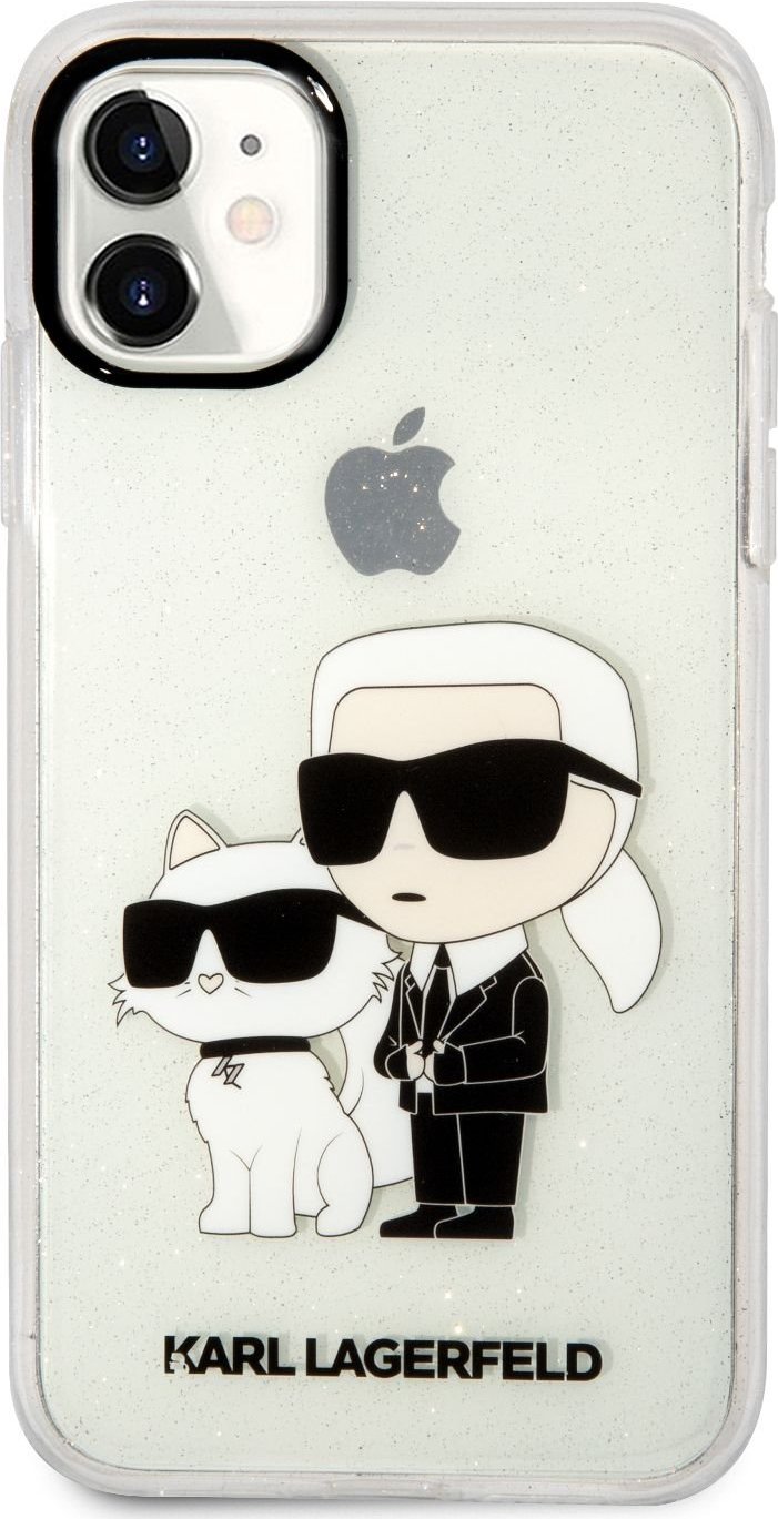 Karl Lagerfeld Ochranný kryt pro iPhone 11 - Karl Lagerfeld, IML Glitter Karl and Choupette Transparent