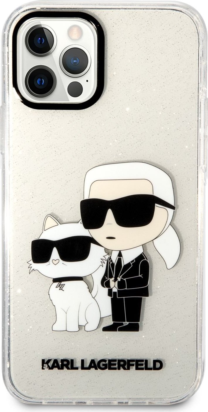 Karl Lagerfeld IML Glitter Karl and Choupette NFT kryt iPhone 12/12 Pro čirý