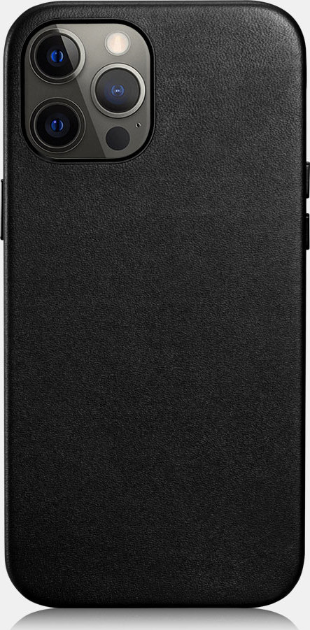 iCarer Kožený kryt na iPhone 12 Pro MAX - iCarer, Real Leather with MagSafe Black