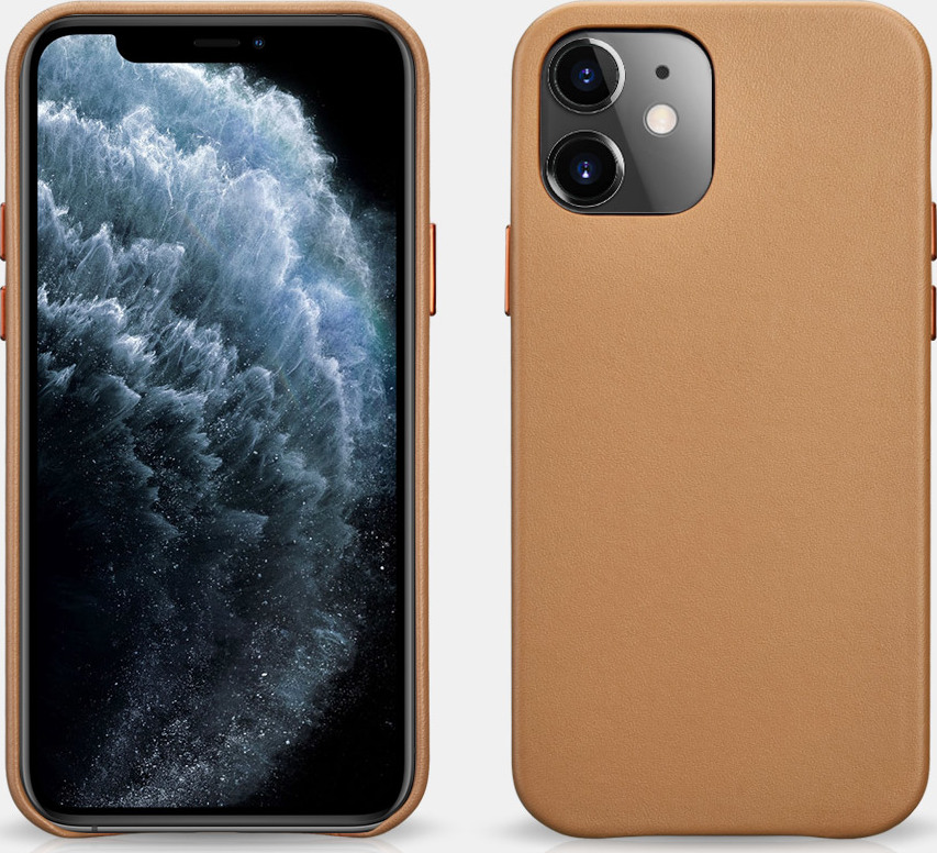 iCarer Kožený kryt na iPhone 12 mini - iCarer, Original Brown