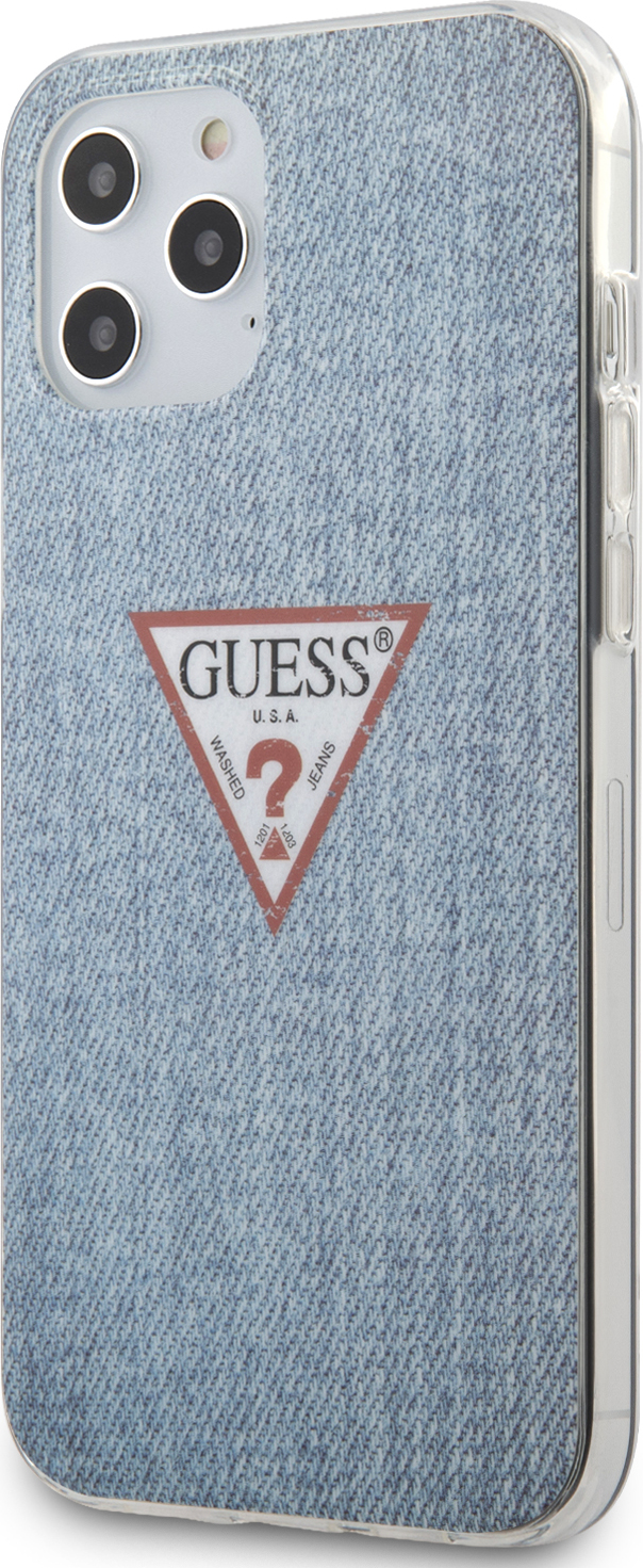 Guess Ochranný kryt pro iPhone 12 Pro MAX - Guess, Denim Triangle Blue