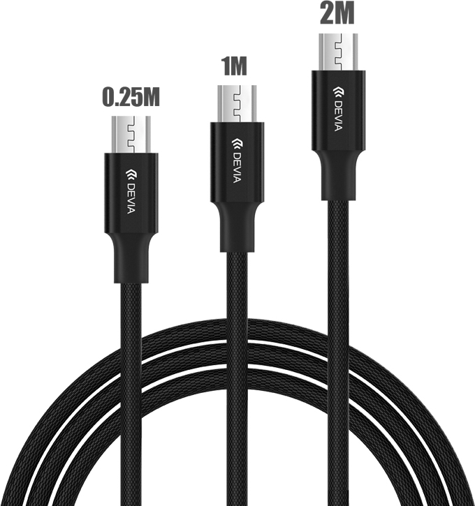 Devia Kabel MICRO-USB - Devia, 3-PACK SET (200cm+100cm+25cm) Black