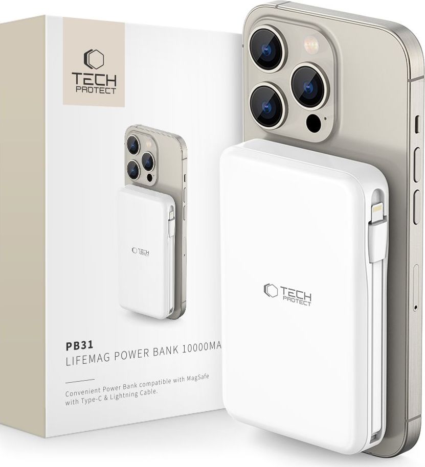 Tech-Protect Powerbanka s MagSafe pro iPhone - Tech-Protect, PB31 LifeMag 10000mAh White