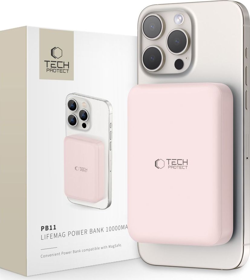 Tech-Protect Powerbanka s MagSafe pro iPhone - Tech-Protect, PB11 LifeMag 10000mAh Pink