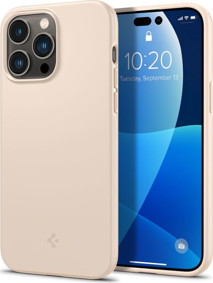 Spigen Ochranný kryt pro iPhone 14 Pro MAX - Spigen, Thin Fit Sand Beige