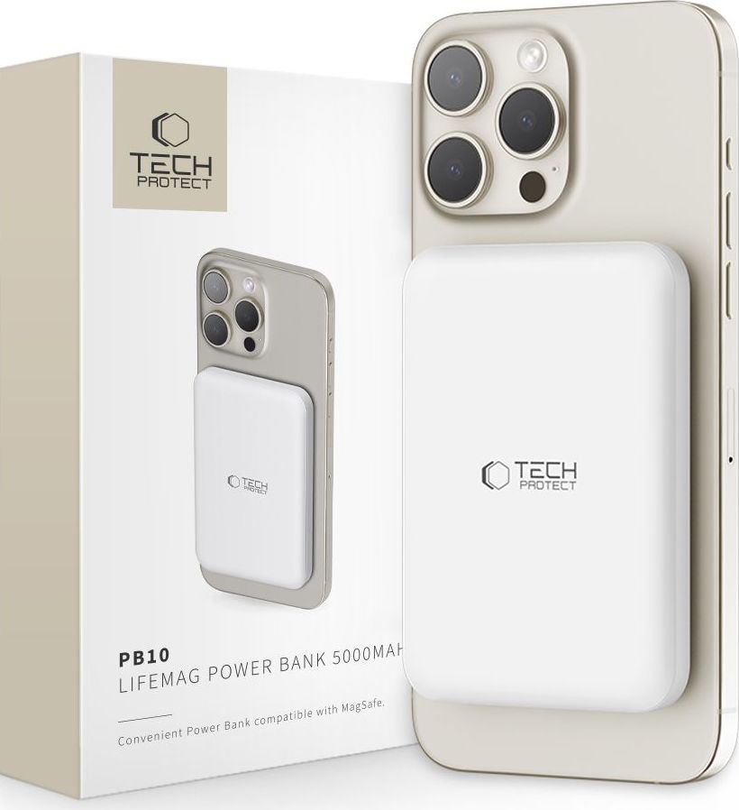 Tech-Protect Powerbanka s MagSafe pro iPhone - Tech-Protect, PB10 LifeMag 5000mAh White