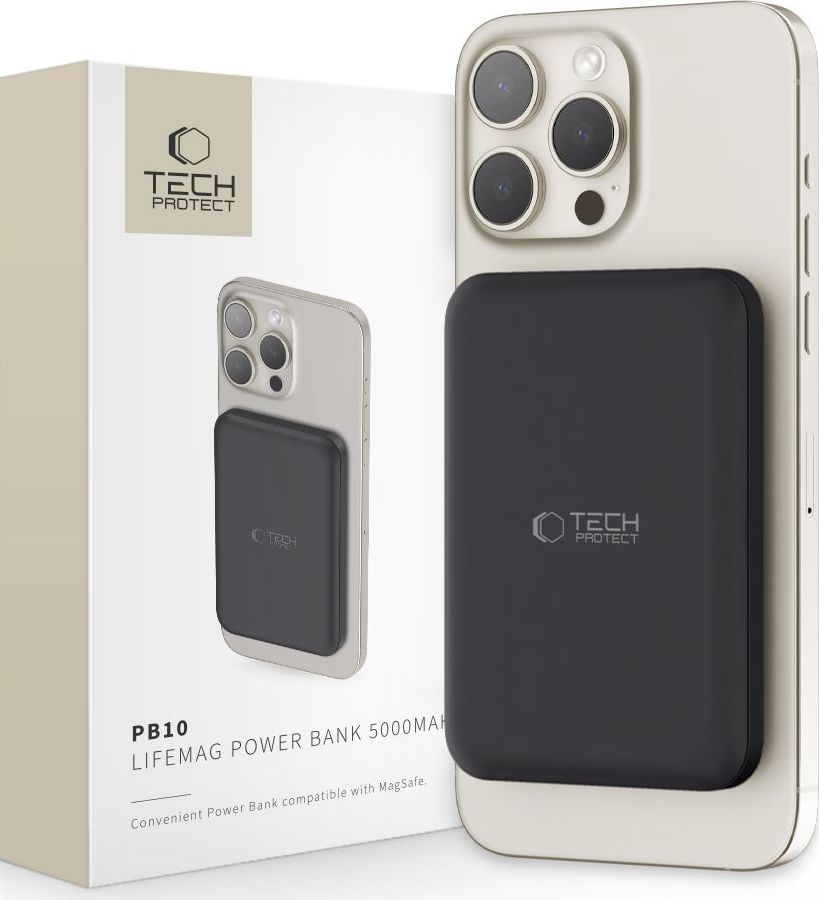 Tech-Protect Powerbanka s MagSafe pro iPhone - Tech-Protect, PB10 LifeMag 5000mAh Black