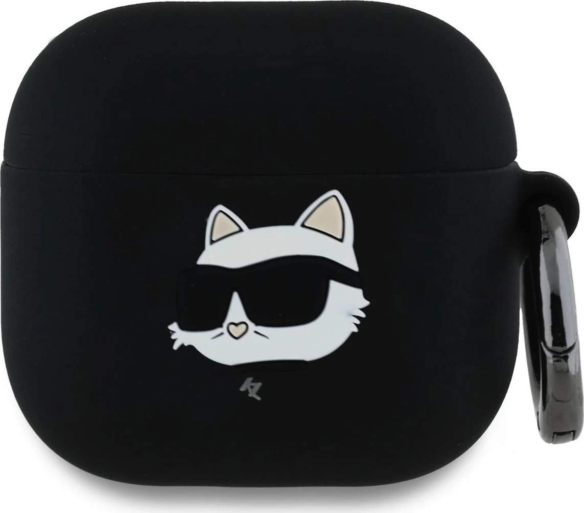 Karl Lagerfeld Pouzdro pro sluchátka AirPods 4 - Karl Lagerfeld, 3D Logo NFT Choupette Head Black