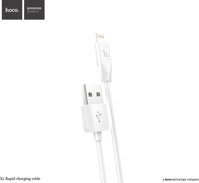 HOCO kabel USB pro iPhone Lightning 8-pin X1 RAPID bílý 2 metry