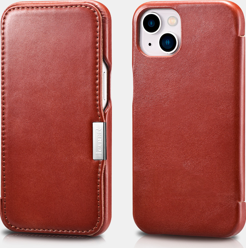 iCarer Knížkové pouzdro pro iPhone 13 - iCarer, Vintage Red