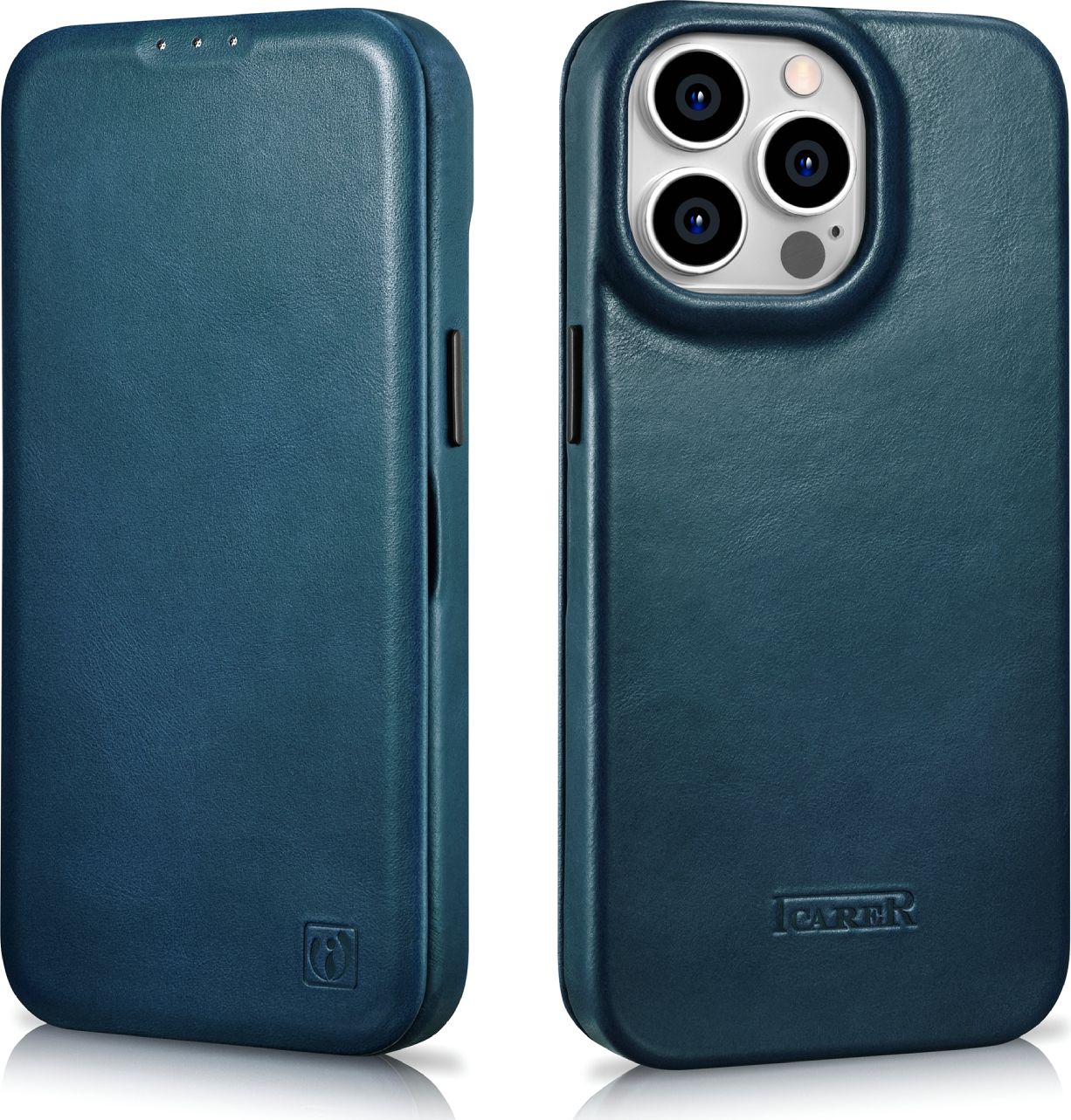 iCarer Knížkové pouzdro pro iPhone 14 Pro - iCarer, Curved Edge MagSafe Blue