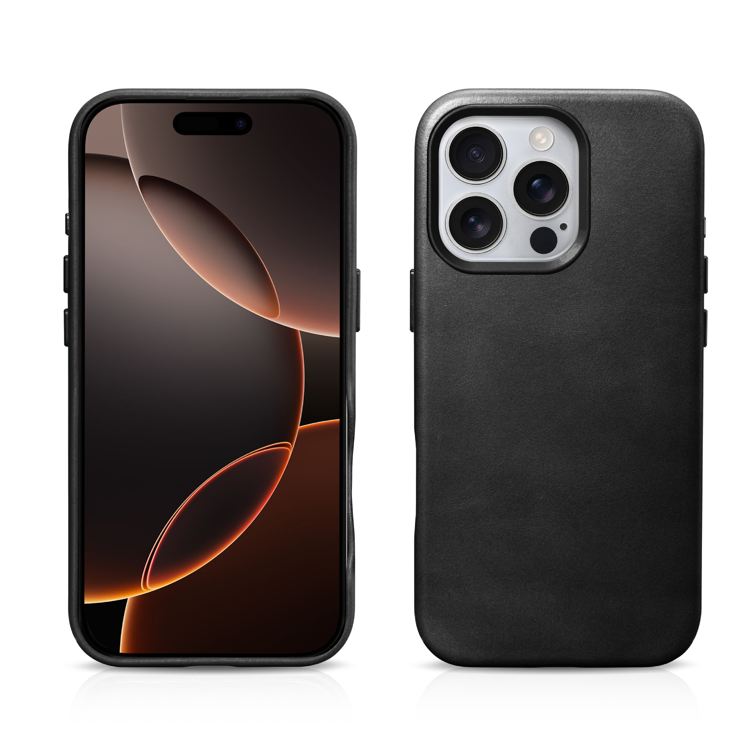 iCarer Kožený obal na iPhone 16 Pro MAX - iCarer, OilWax MagSafe Black