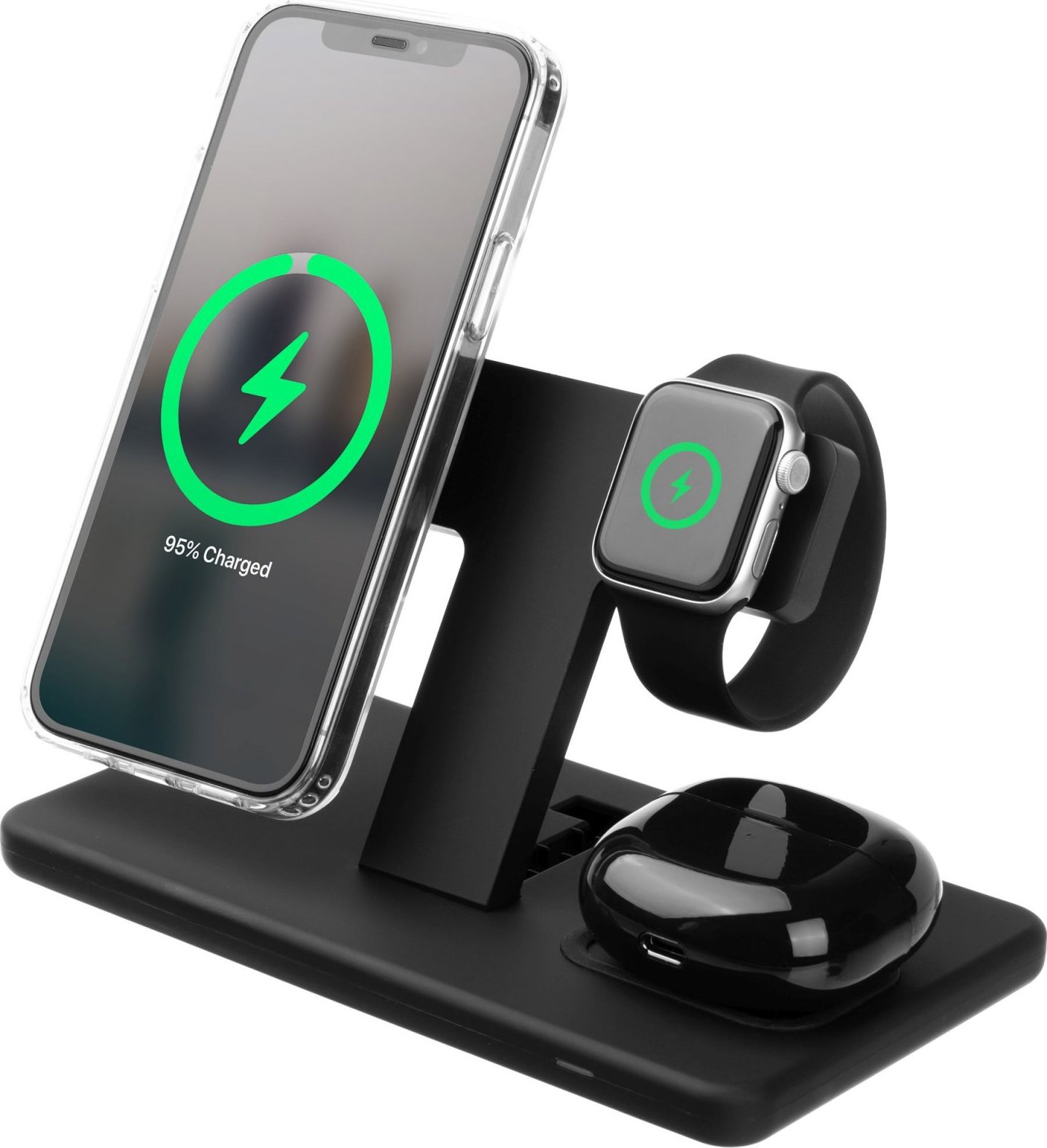 FIXED MagPowerstation 3v1 bezdrátový nabíječka s MagSafe černá