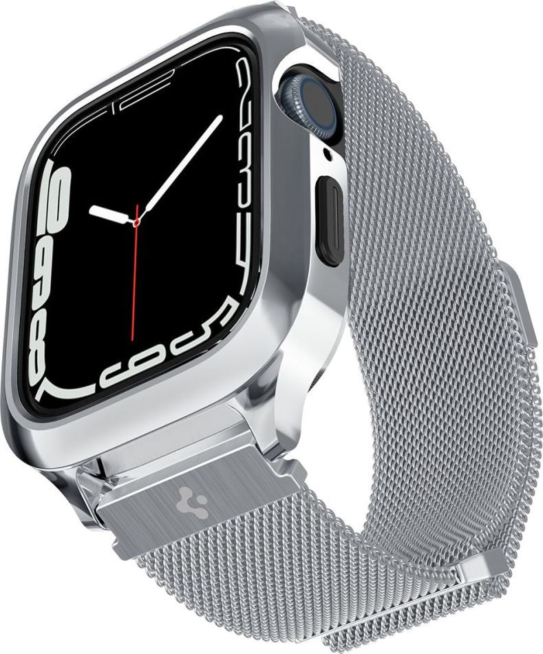 SPIGEN METAL FIT ”PRO” APPLE WATCH 4 / 5 / 6 / 7 / 8 / SE 44 / 45 MM SILVER - Silver ACS04584 Stříbrná