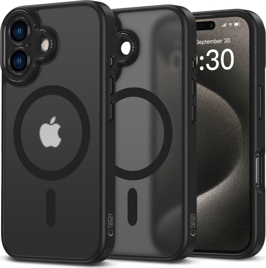 Tech-Protect Ochranný kryt na iPhone 16 - Tech-Protect, Magcam MagSafe Matte Black