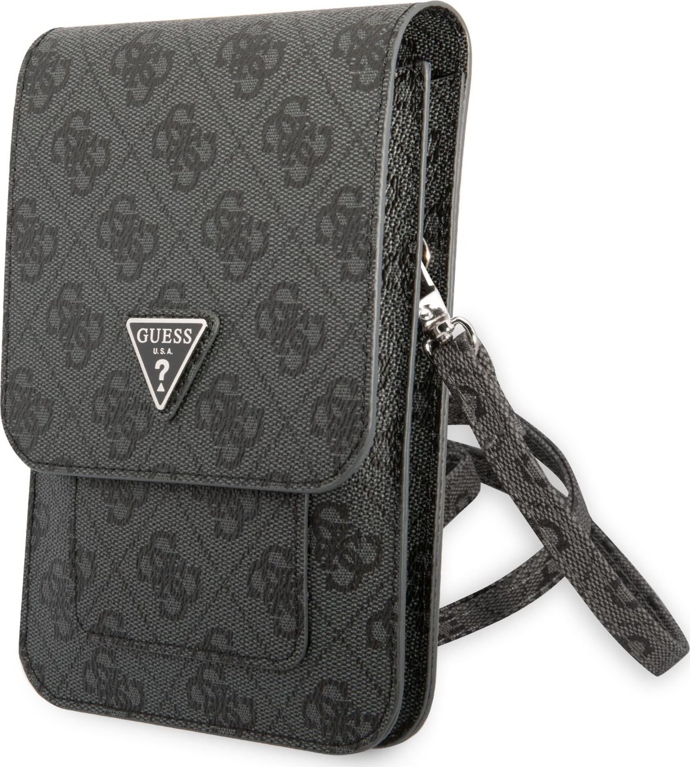 Guess PU 4G Triangle Logo Phone Bag černý