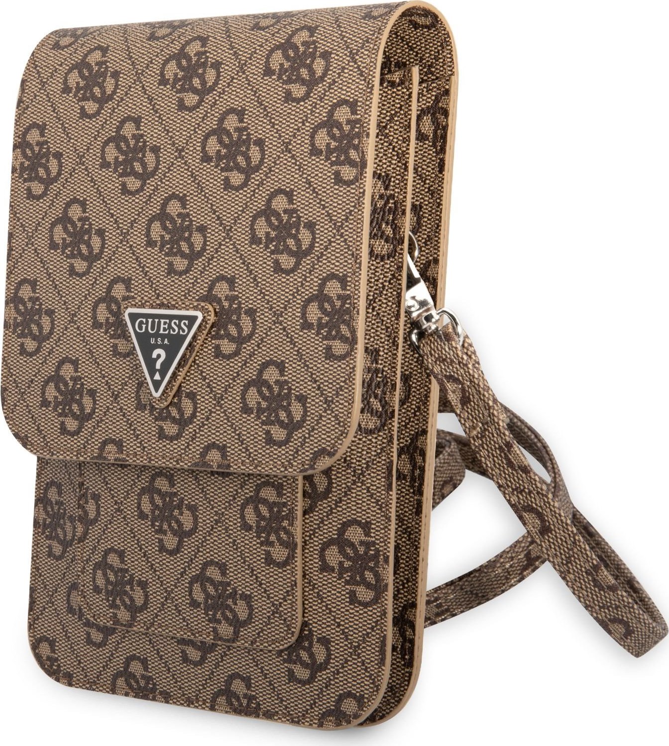 Guess PU 4G Triangle Logo Phone Bag hnědé