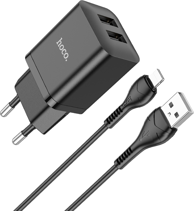 Hoco Nabíjecí USB adaptér do sítě - Hoco, N25 Maker Black + Lightning kabel