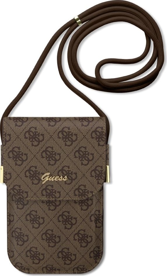 Guess Univerzální pouzdro / taška s kapsou na mobil - Guess, 4G Metal Logo Script Brown