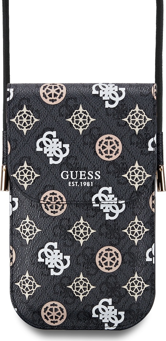 Guess PU 4G Peony Multicolor taška na telefon černá