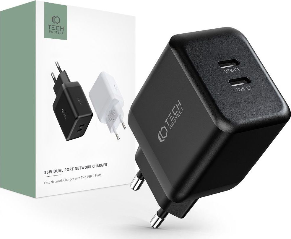 Tech-Protect Rychlá USB-C nabíječka do sítě - Tech-Protect, PD35W Black