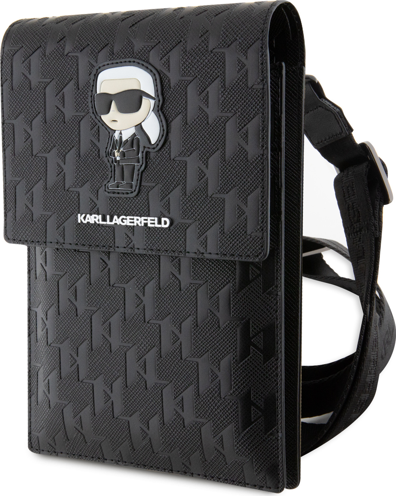 Karl Lagerfeld Univerzální pouzdro / taška s kapsou na mobil - Karl Lagerfeld, Saffiano Monogram Ikonik NFT Wallet Black