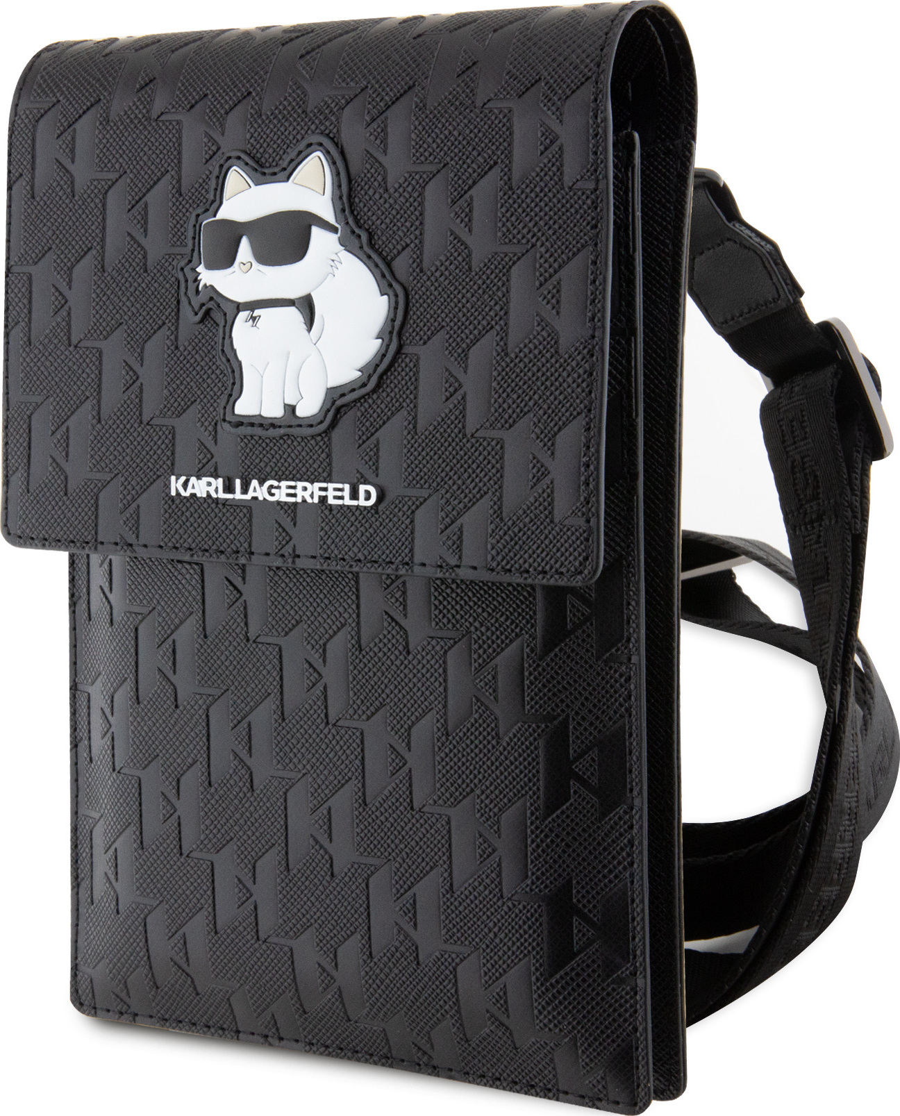 Karl Lagerfeld Univerzální pouzdro / taška s kapsou na mobil - Karl Lagerfeld, Saffiano Monogram Choupette NFT Wallet Black