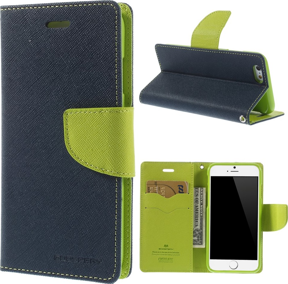 Mercury Pouzdro / kryt pro Apple iPhone 6 / 6S - Mercury, Fancy Diary Navy/Lime