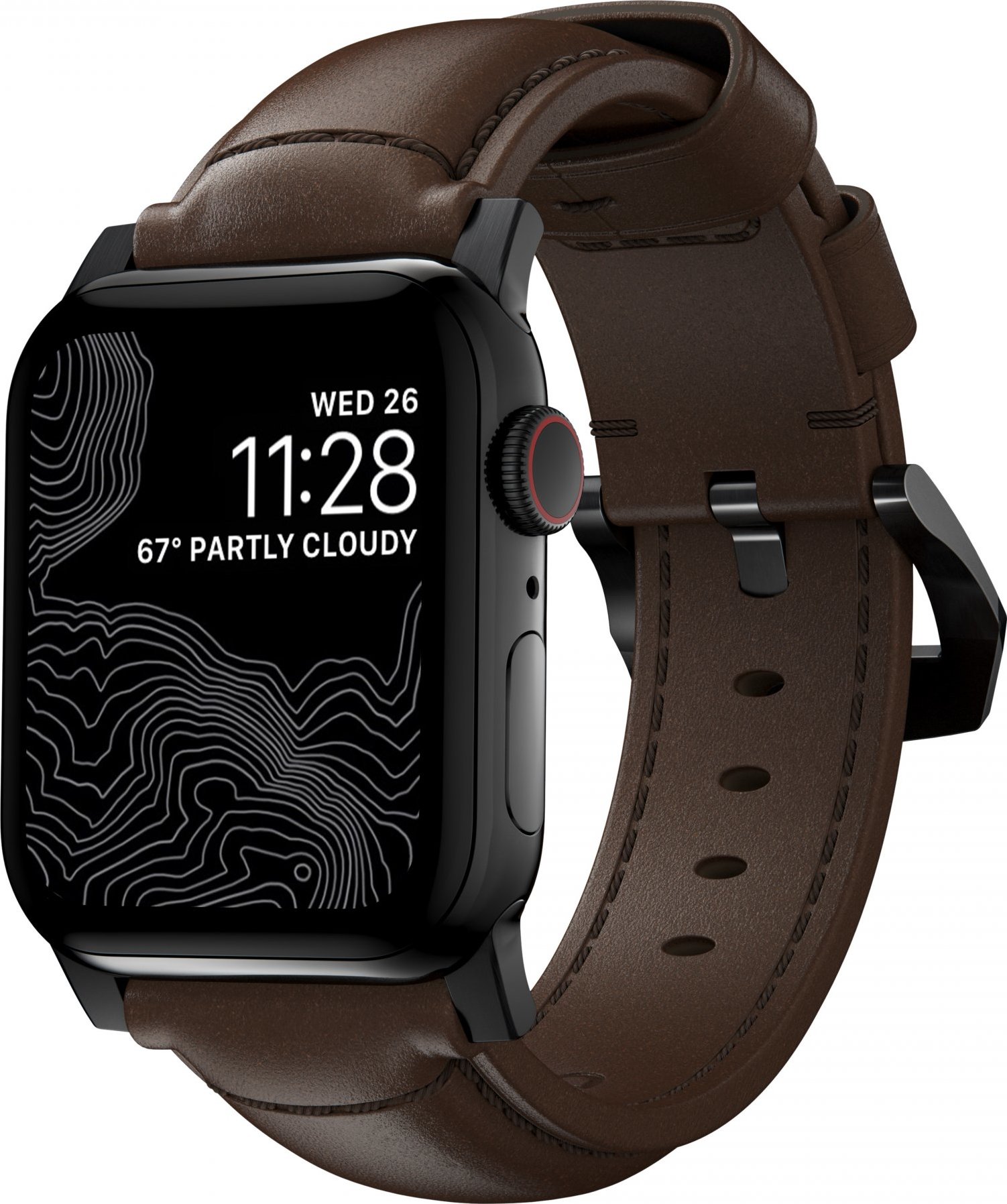 Nomad Traditional Band, black hardware/rustic brown - AW Ultra 2/1 (49mm) 9/8/7 (45mm)/6/SE/5/4 (44m Hnědá