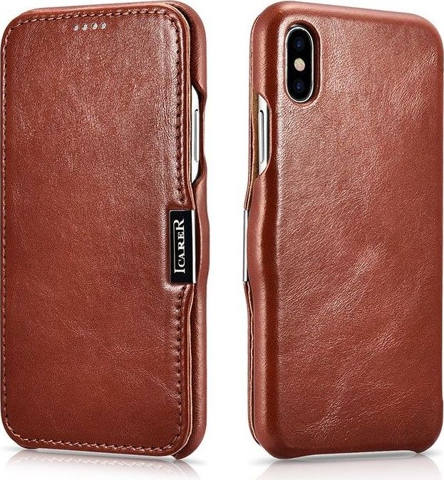 iCarer Knížkové pouzdro pro iPhone XS / X - iCarer, Vintage Brown