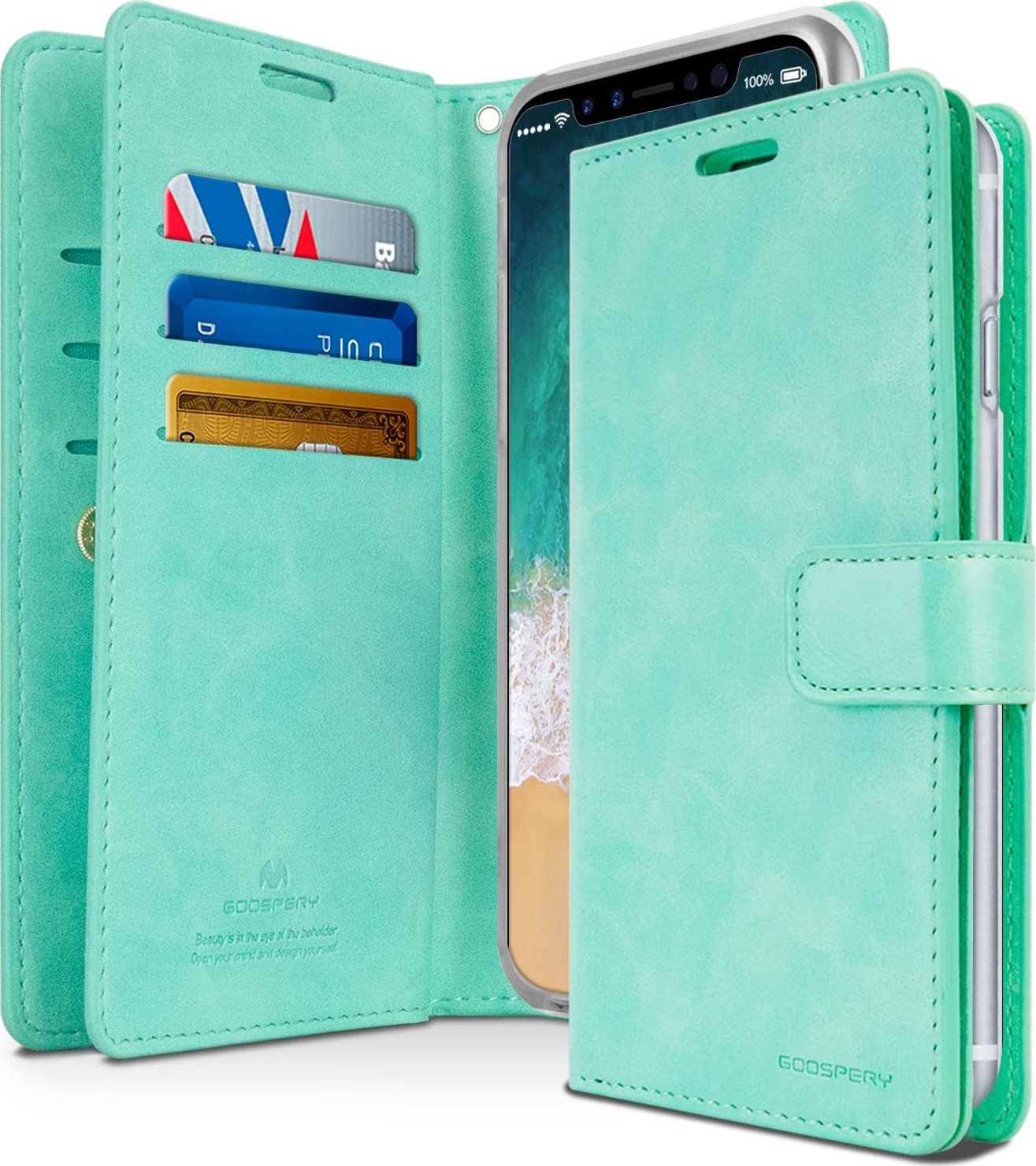 Mercury Knížkové pouzdro na iPhone 12 / 12 Pro - Mercury, Mansoor Diary Mint