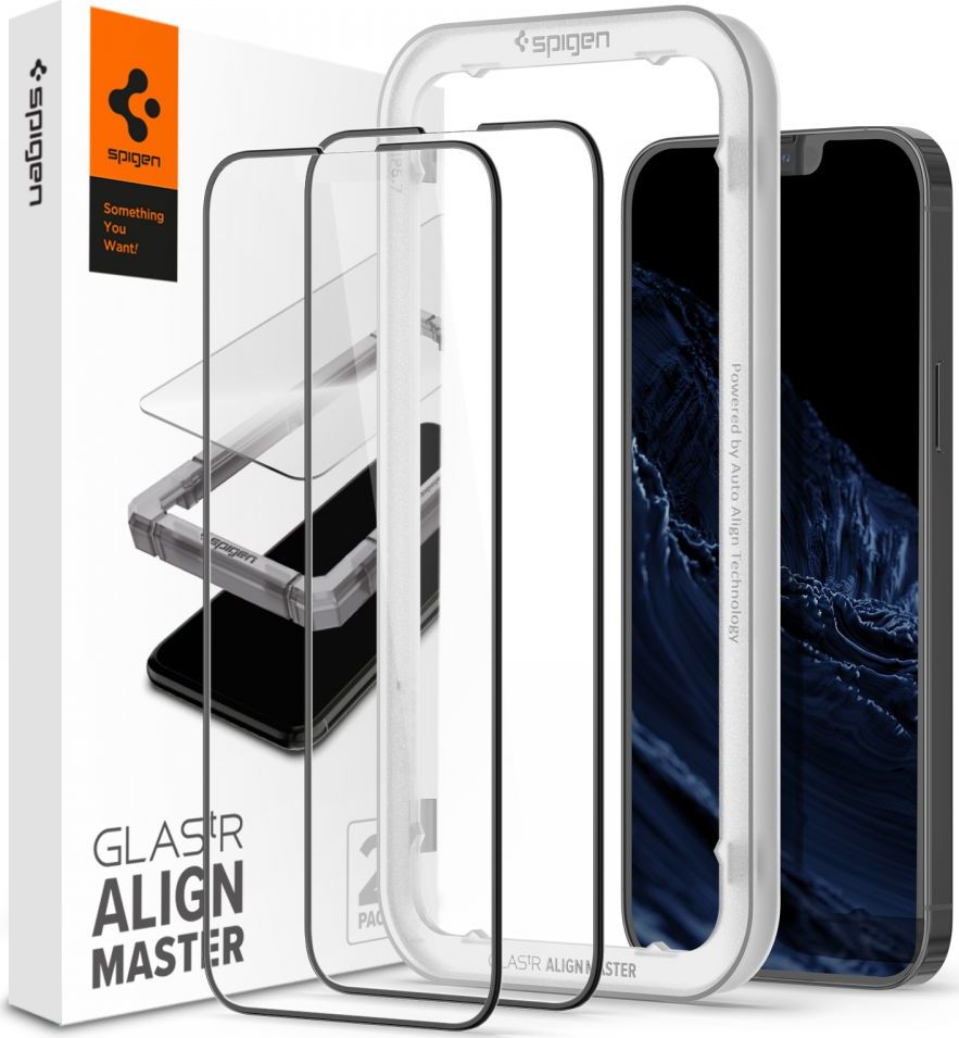 Spigen tR Align Master tvrzené sklo 2ks iPhone 14 Plus/13 Pro Max černé