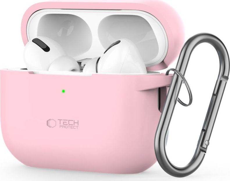 Tech-Protect Pouzdro s karabinou na sluchátka AirPods Pro 1/2 - Tech-Protect, Silicone Hook Dusty Pink