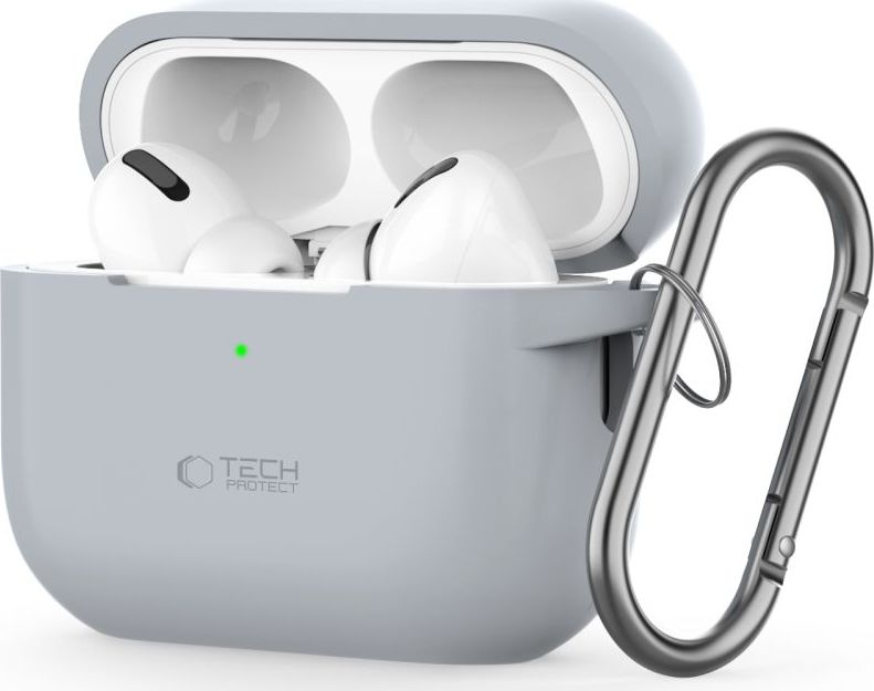 Tech-Protect Pouzdro s karabinou na sluchátka AirPods Pro 1/2 - Tech-Protect, Silicone Hook Crayon Gray