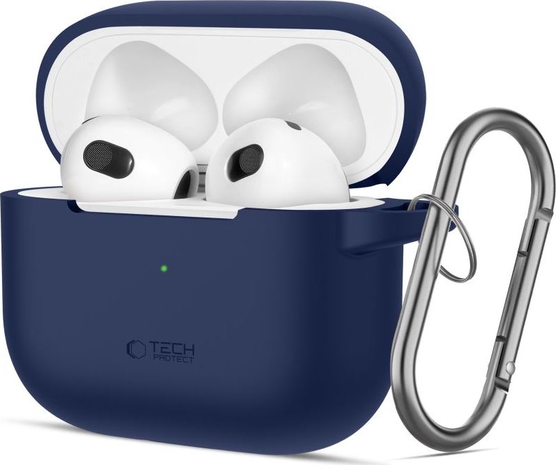 Tech-Protect Pouzdro s karabinou na sluchátka AirPods 3 - Tech-Protect, Silicone Hook Navy Blue