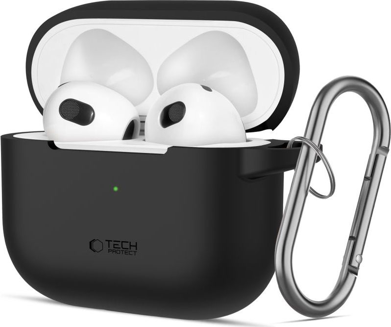 Tech-Protect Pouzdro s karabinou na sluchátka AirPods 3 - Tech-Protect, Silicone Hook Black