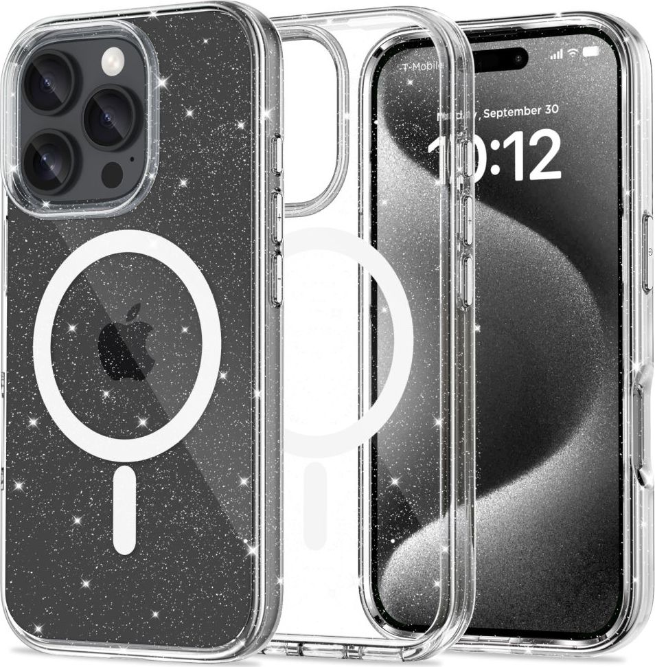 Tech-Protect Ochranný kryt na iPhone 16 Pro MAX - Tech-Protect, Flexair Hybrid MagSafe Glitter