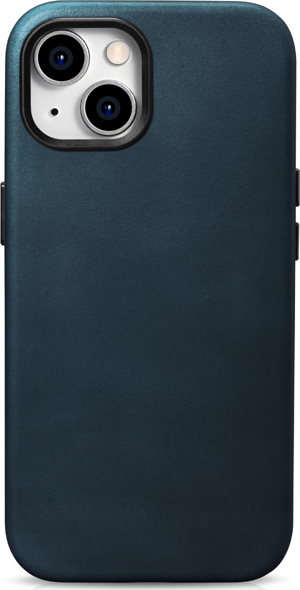 iCarer Kožený obal na iPhone 15 - iCarer, OilWax MagSafe Blue