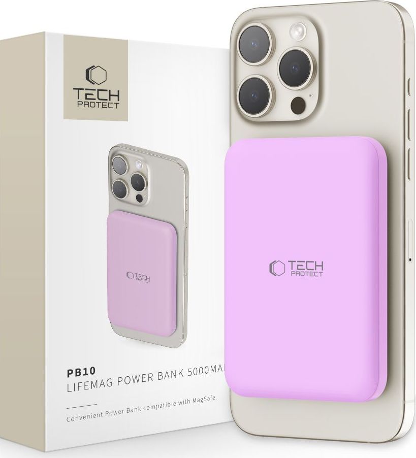 Tech-Protect Powerbanka s MagSafe pro iPhone - Tech-Protect, PB10 LifeMag 5000mAh Lilac