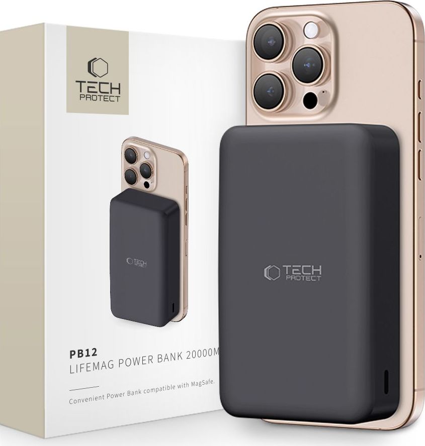 Tech-Protect Powerbanka s MagSafe pro iPhone - Tech-Protect, PB12 LifeMag 20000mAh Black