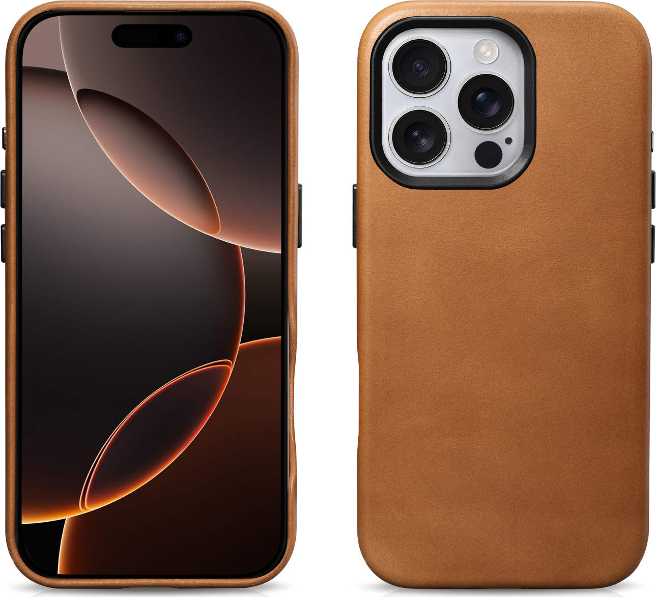 iCarer Kožený obal na iPhone 16 Pro MAX - iCarer, OilWax MagSafe Camel