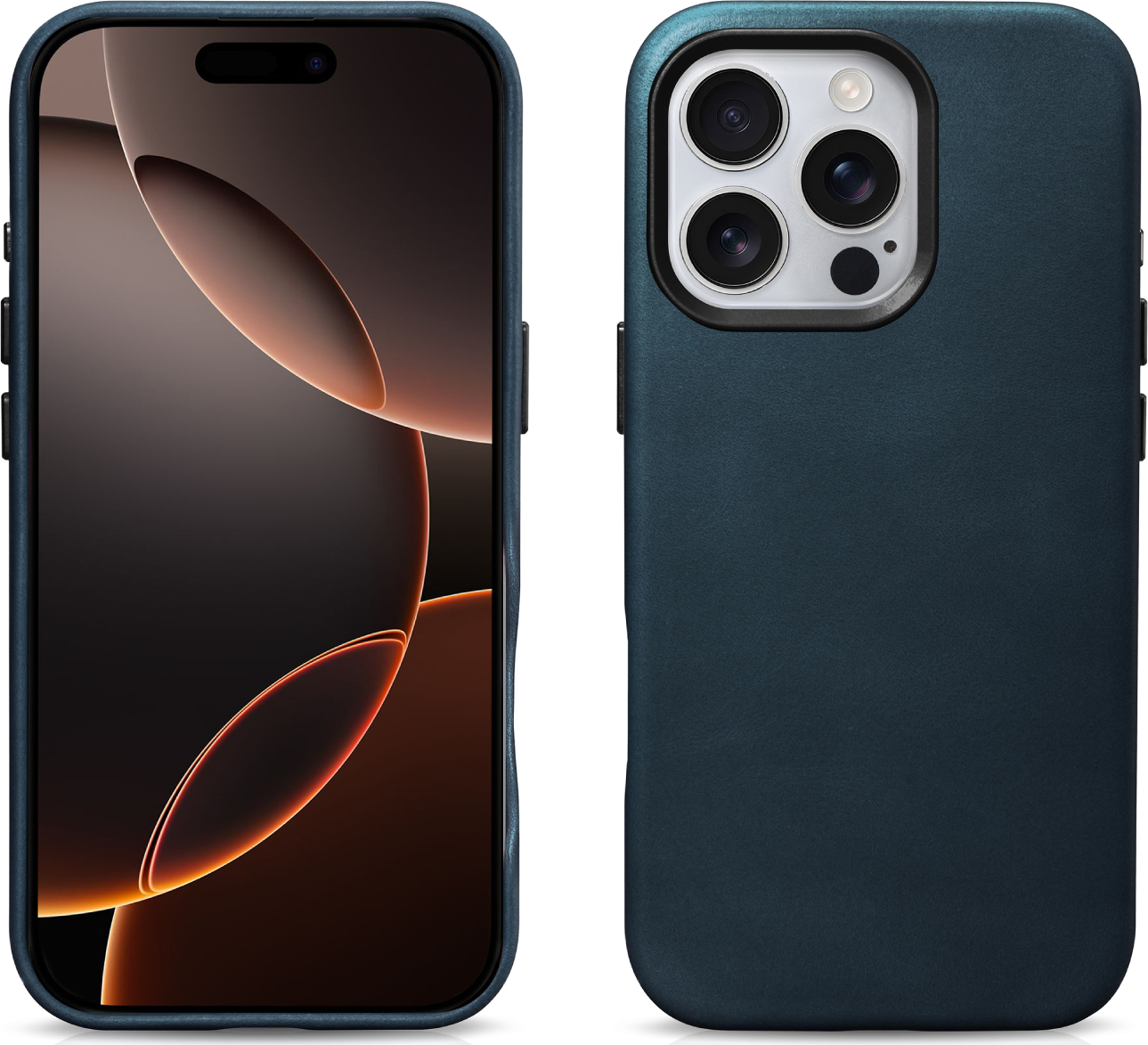 iCarer Kožený obal na iPhone 16 Pro MAX - iCarer, OilWax MagSafe Blue